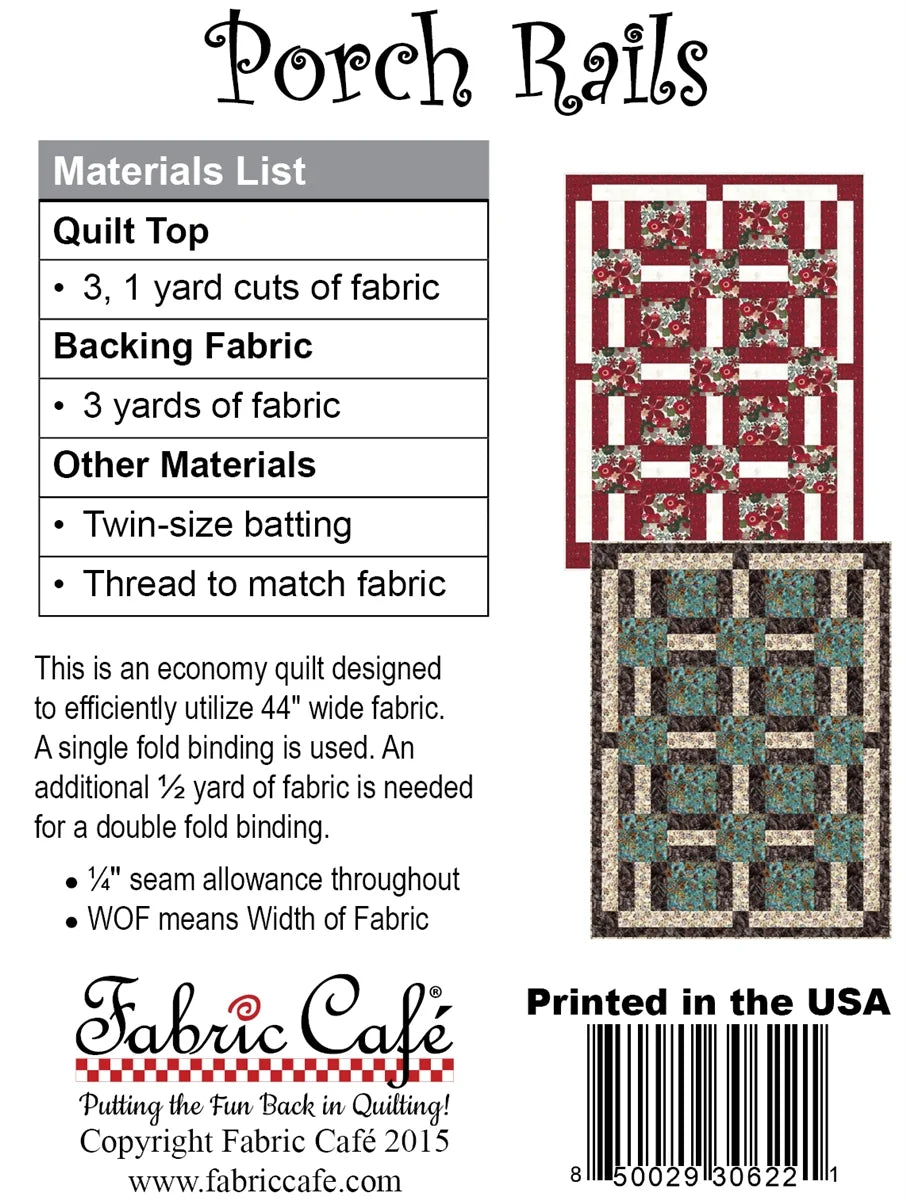 Porch Rails 3 Yard Pattern by Fabric Cafe
