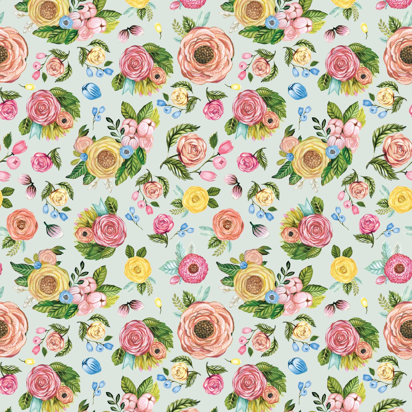 Riley Blake Sweet Spring Floral - Seafoam