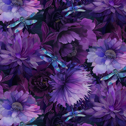 Dragonfly Mist Floral by Timeless Treasures
