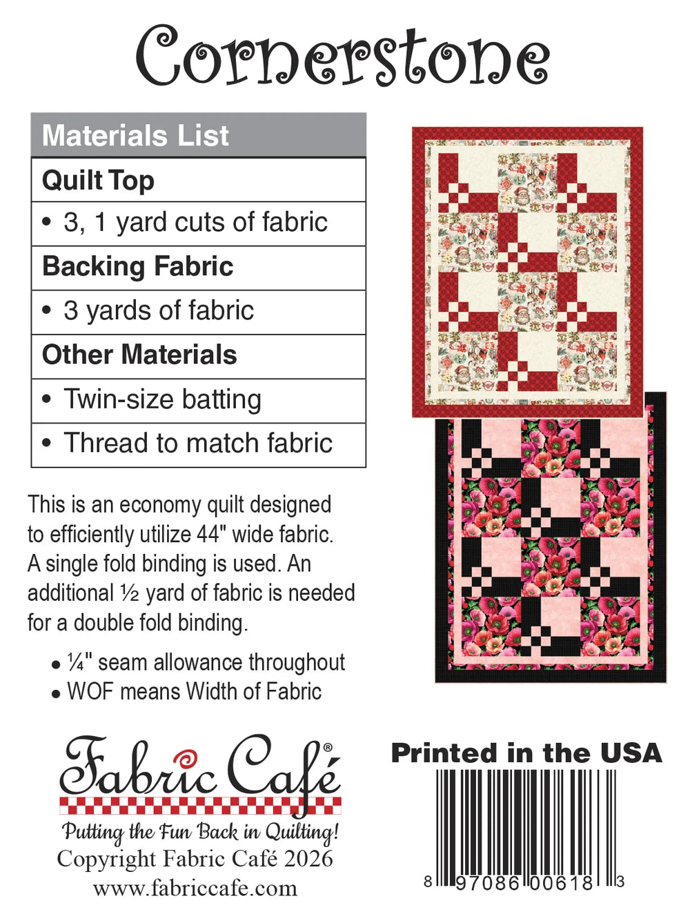 Cornerstone 3 Yard Pattern by Fabric Cafe