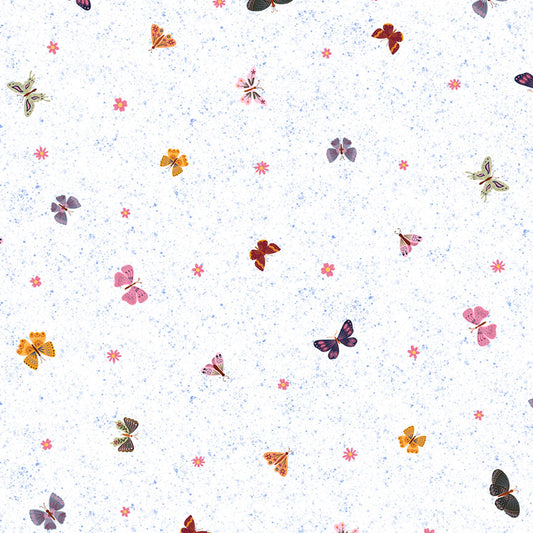 Flutter Blooms - Butterflies on white background - PB Textiles