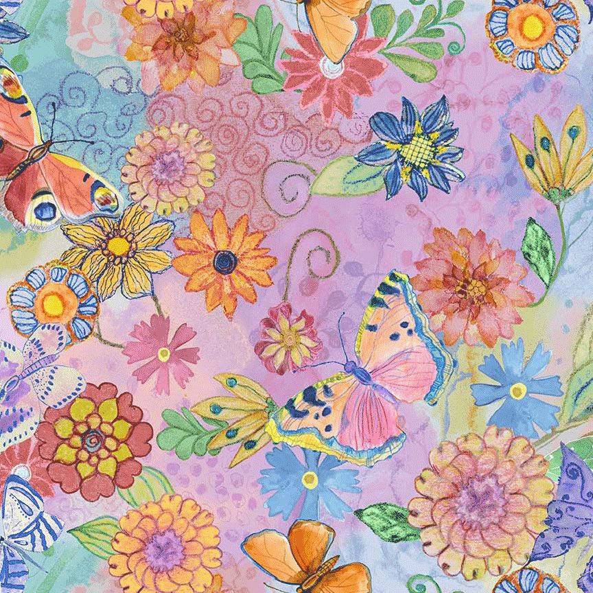 WatercolorButterfly Floral by Timeless Treasures