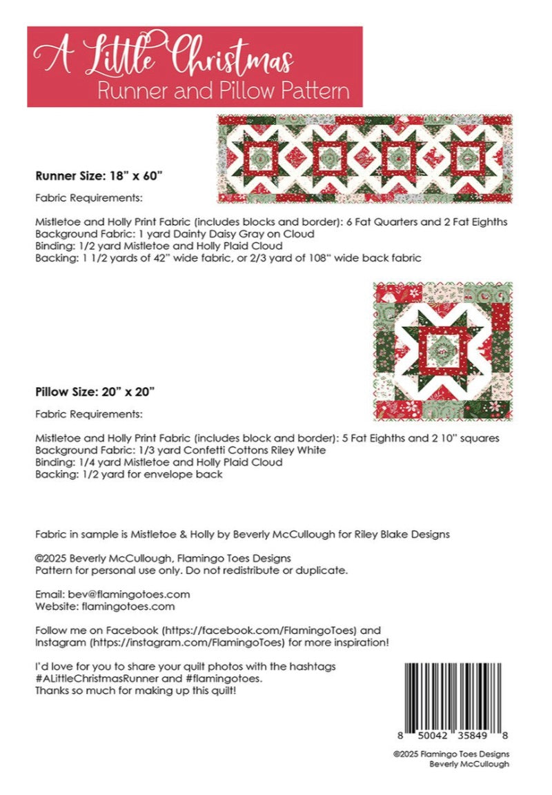 A Little Christmas Runner and Pillow by Beverly McCullough