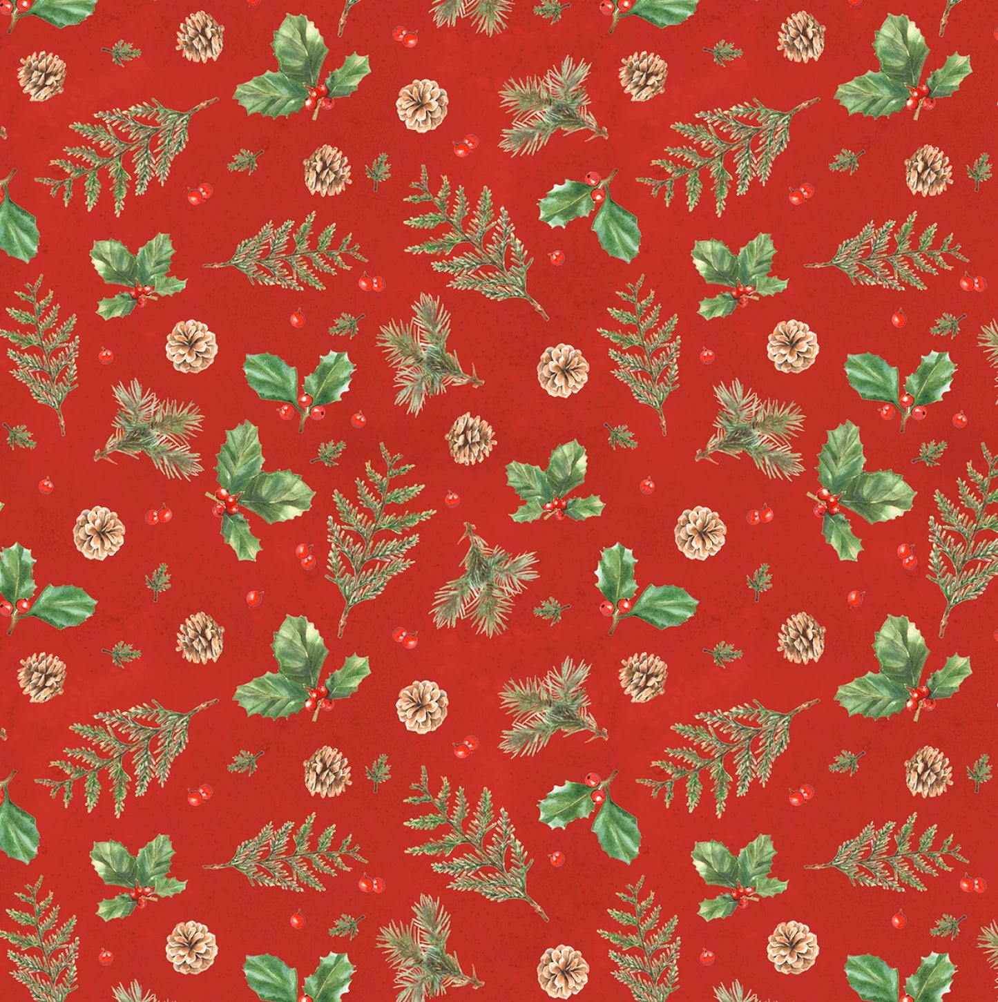 Holly & Pine Red by White Owl Textiles