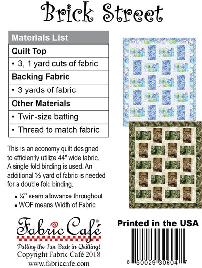 Brick Street 3 Yard Pattern by Fabric Cafe