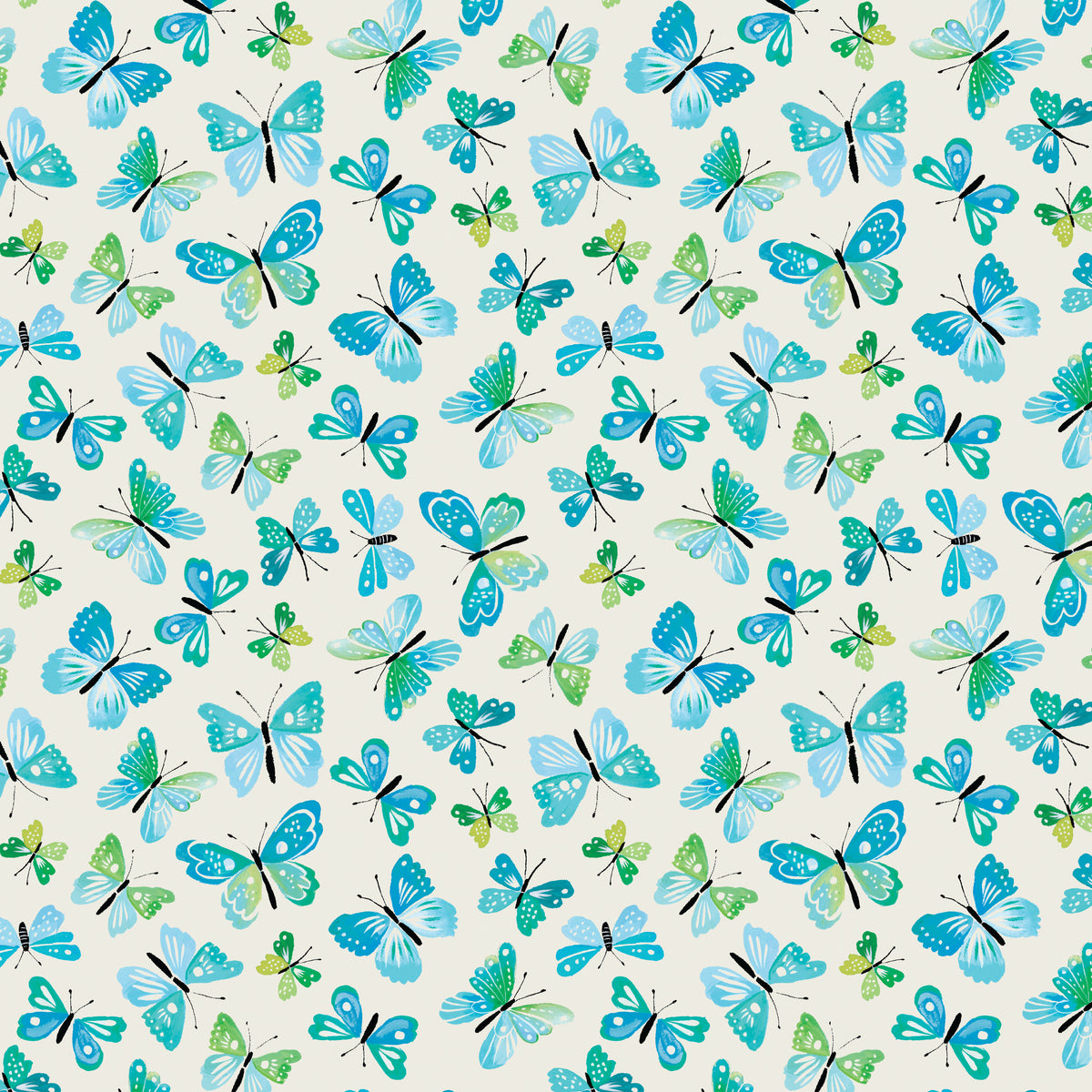 Rustic Flutter Teal/Natural From Benartex
