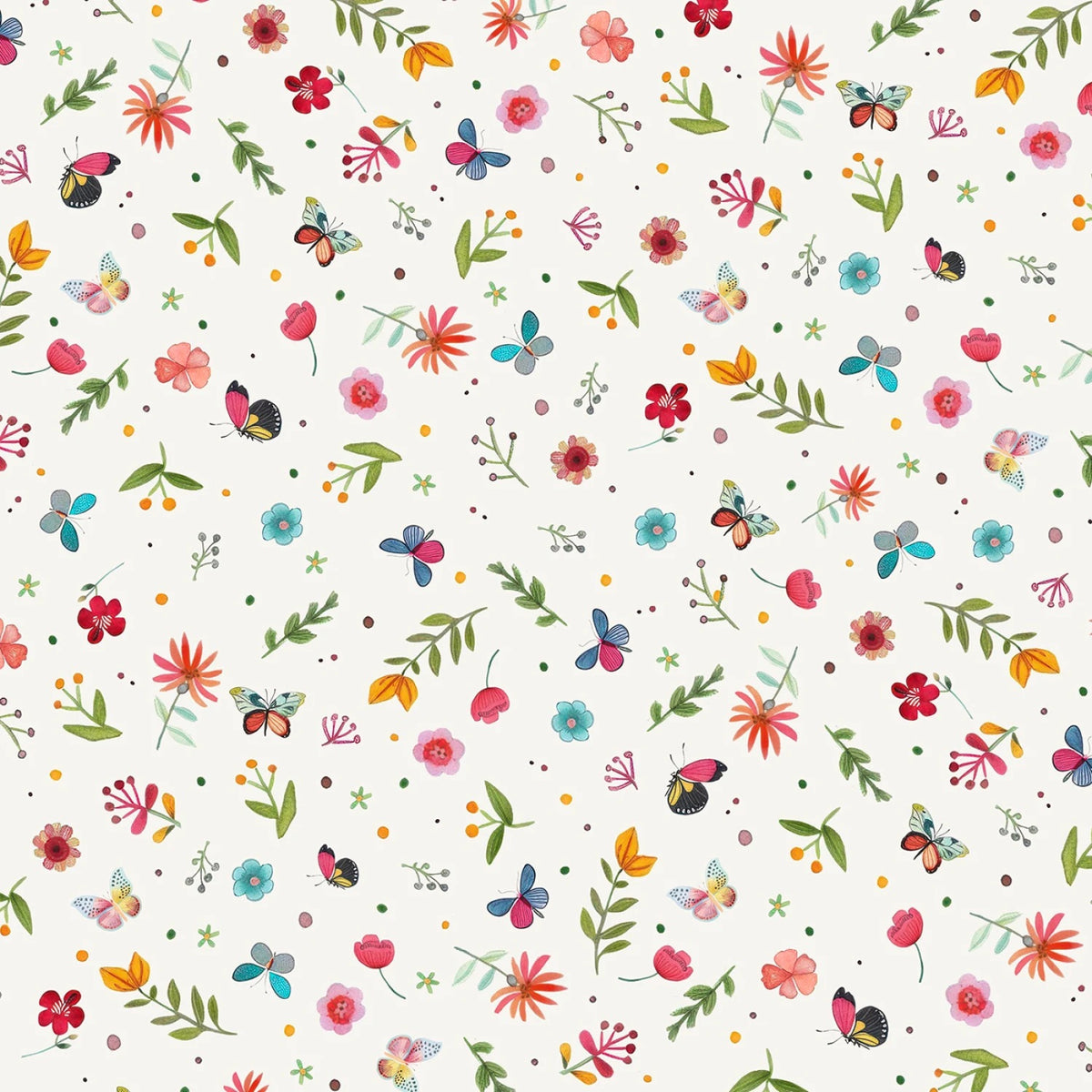 Multi Mini Butterflies and Floral Toss From Blank Quilting