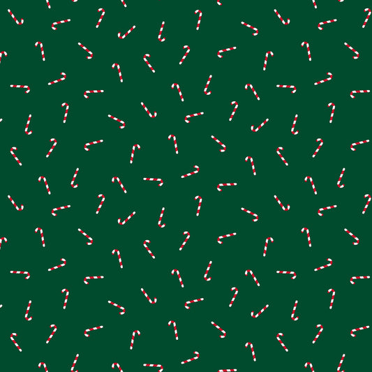 Seasonal Basics Candy Canes Green by Riley Blake Designs
