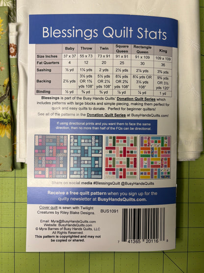 Sunflower Whispers Blessing Quilt Kit