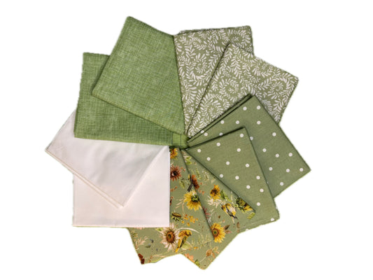 Green Sunflower Whispers Fat Quarter Bundle