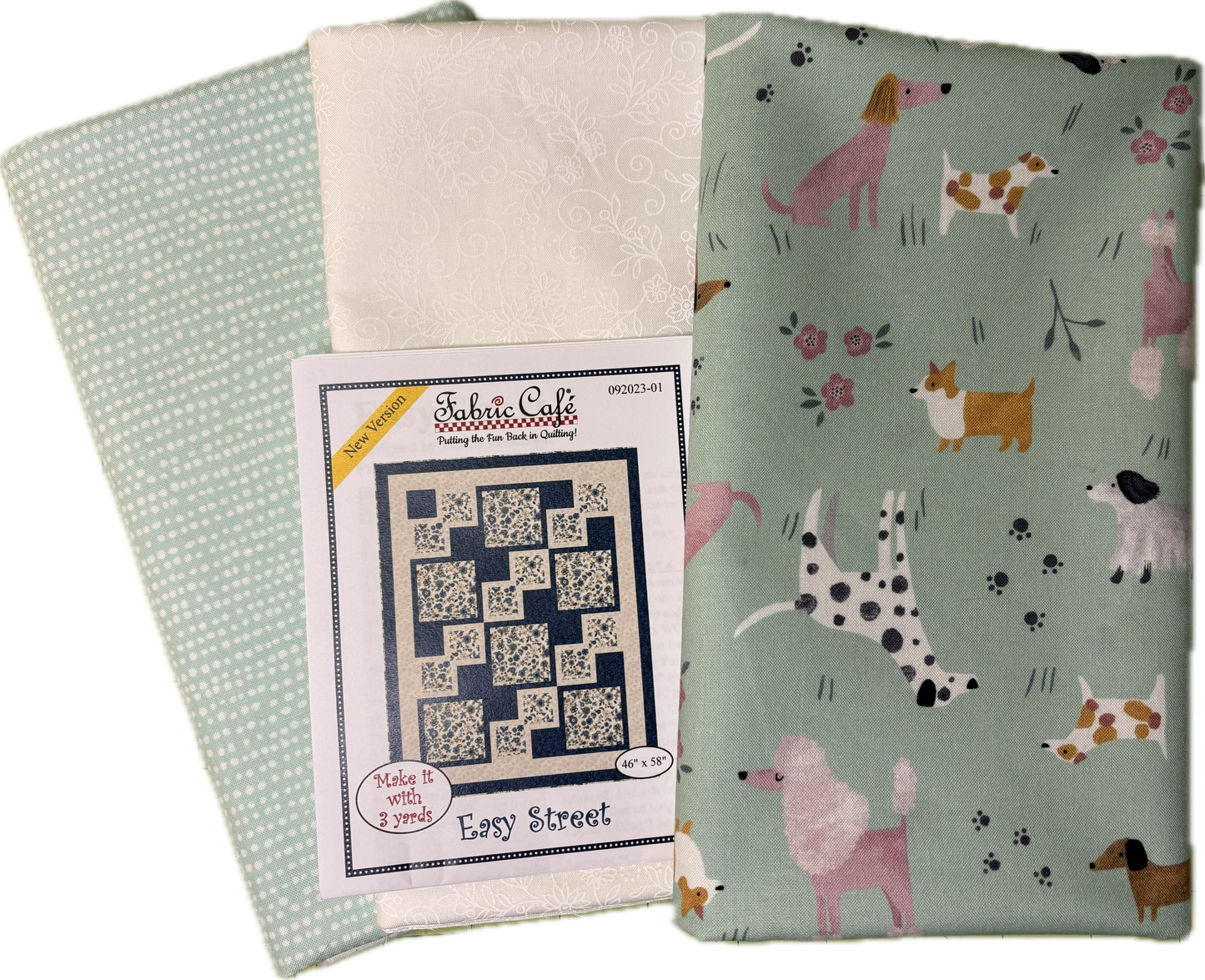 Mint Puppy 3 yard Quilt Kit