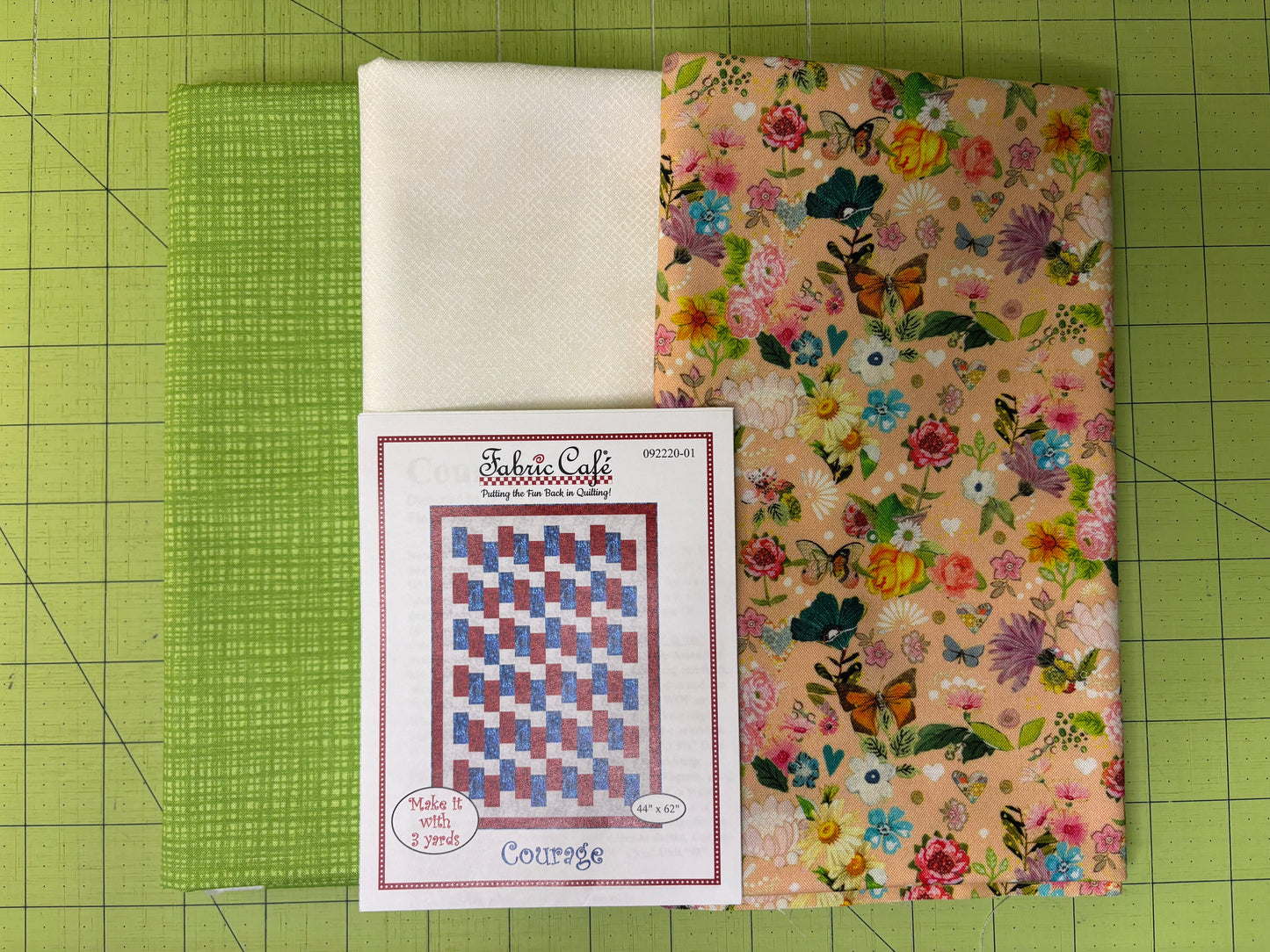Peach Floral 3 Yard Quilt Kit