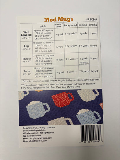 A Bright Corner Mod Mugs Quilt Pattern