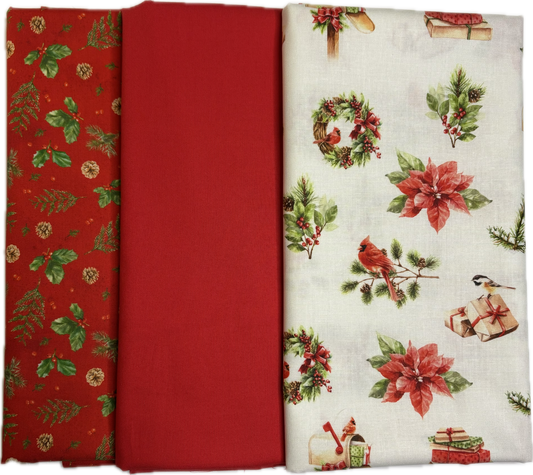 Red Feathered Festivities 3 Yard Bundle