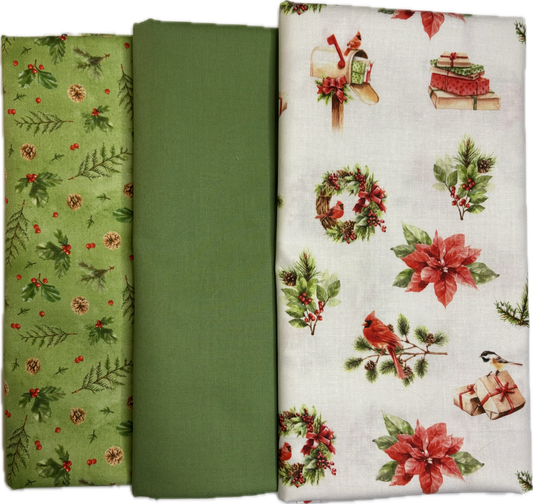 Green Feathered Festivities 3 Yard Bundle