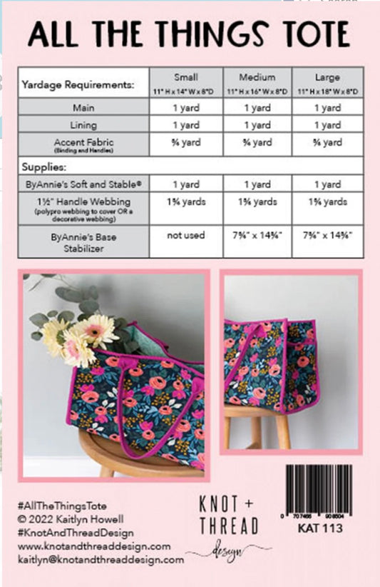 All The Things Tote Pattern by Knot and Thread