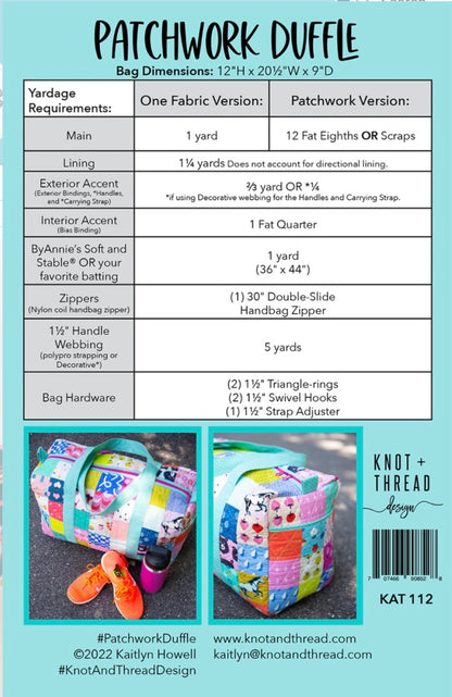 Patchwork Duffle Pattern by Knot and Thread
