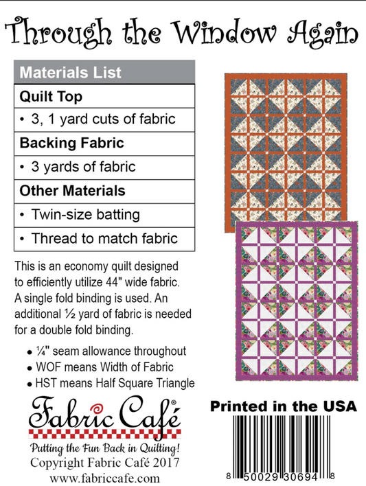 Through the Window Again 3 Yard Quilt Pattern by Fabric Cafe