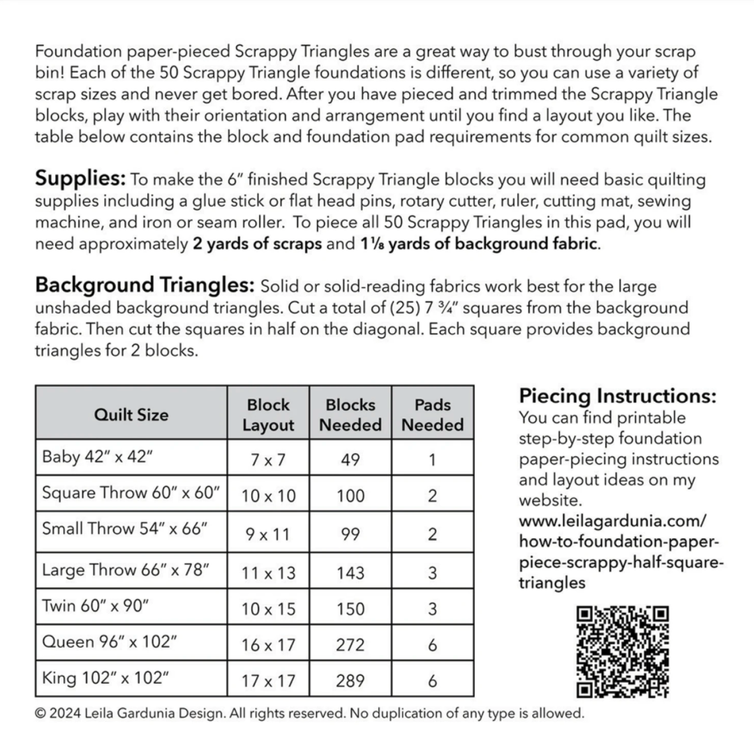 Scrappy Triangle Foundation Paper-Piecing Pad