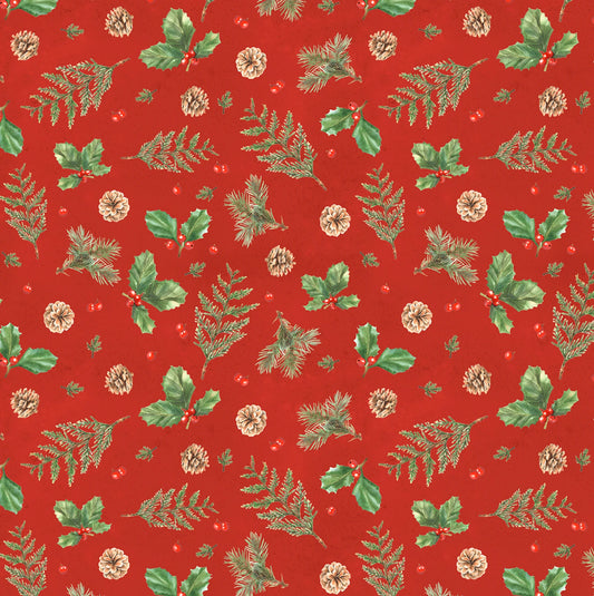 Holly & Pine Red by White Owl Textiles