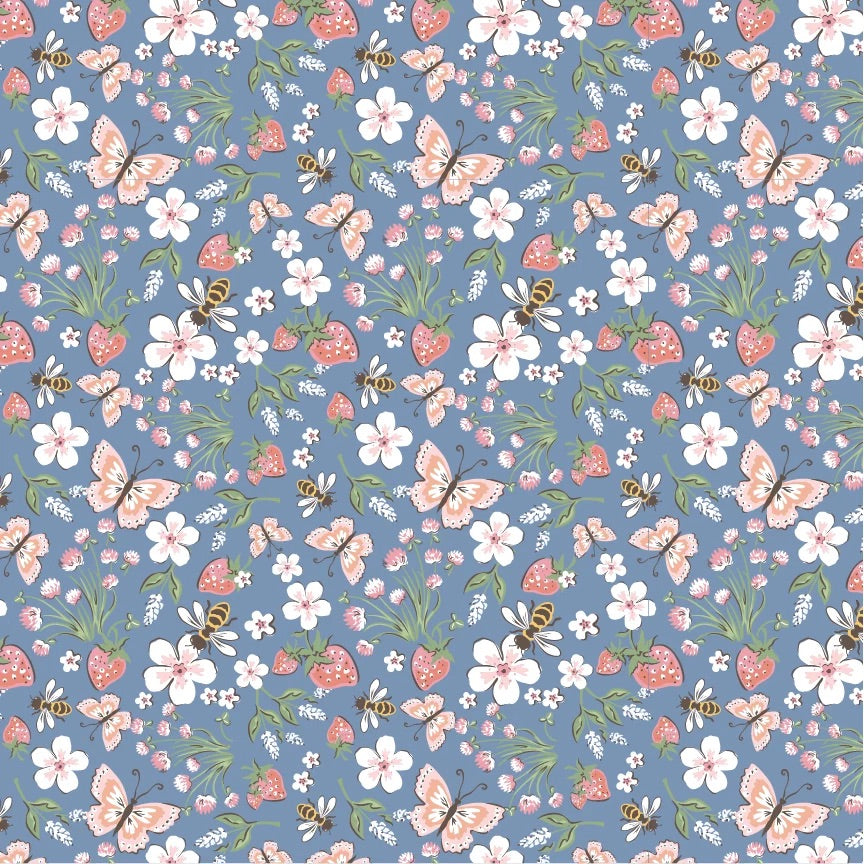 Honeybee Meadow Blue by Poppi Cotton