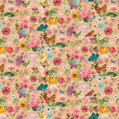 Peach Floral 3 Yard Quilt Kit
